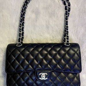 Chanel classic flap bag medium caviar black